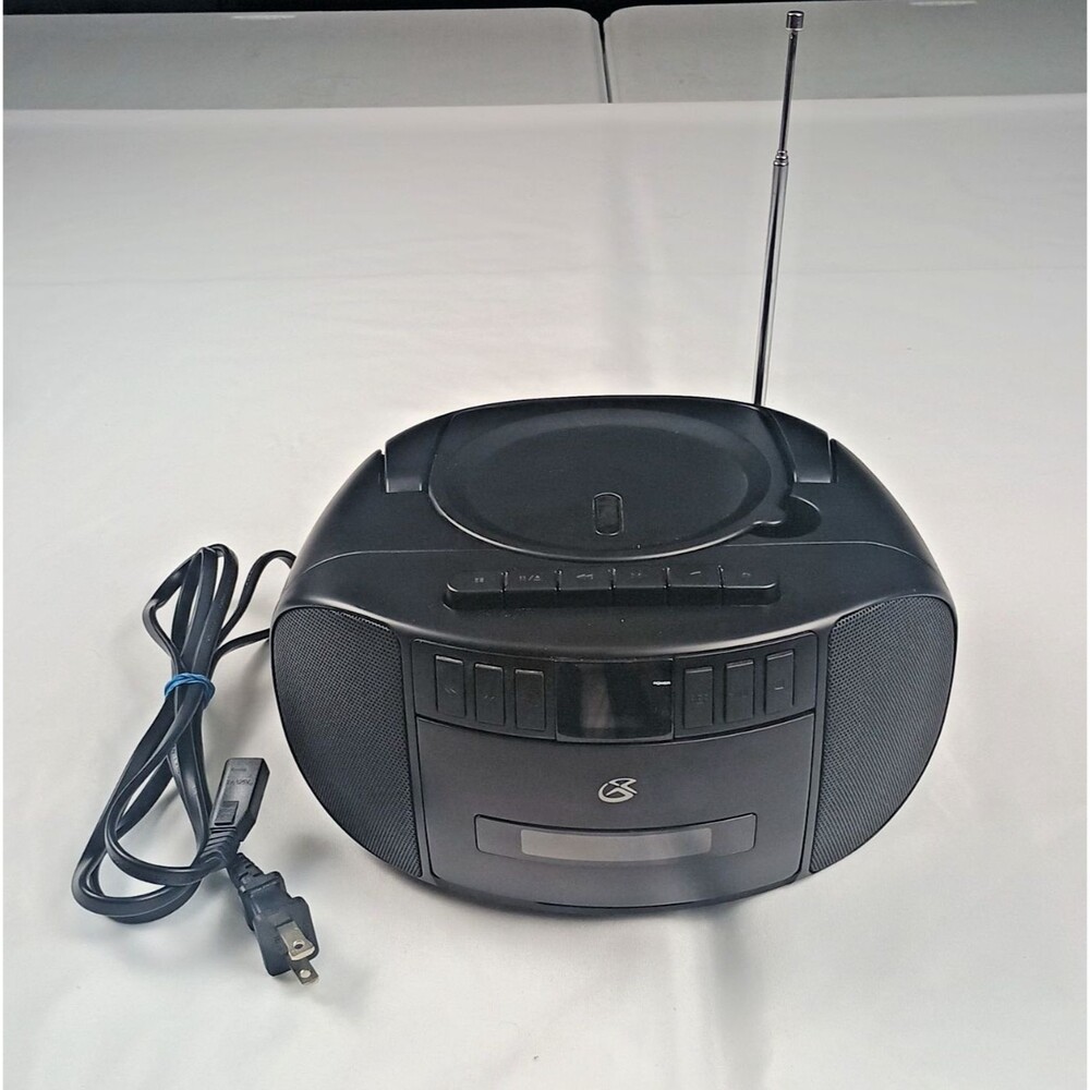 GPX BCA209B Portable Am/FM Boombox w/CD & Cassette Player Black Stereo Speaker